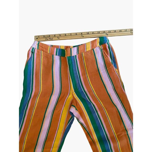 Free People La Paz Multi Color Stripe Boho Preppy Straight Leg Women Pants Y2K - Picture 5 of 8